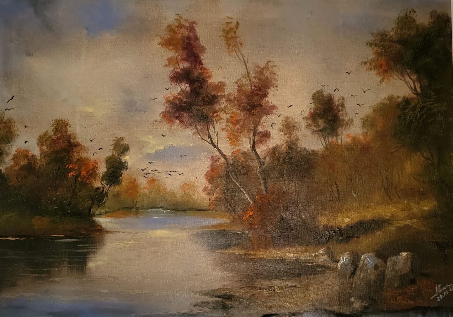 ArteDiAlina.com painting: On Golden Pond